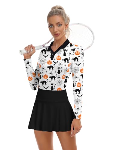Image of Soneven Womens Golf Shirts Moisture Wicking V Neck Long Sleeve Polo Shirts Collared Tops
