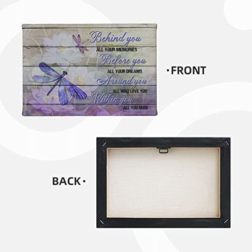 Purple Dragonfly Gifts For Women, Inspirational Quotes Canvas Wall Art For Office Apartment Bedroom Rustic Dragonfly Lotus Motivational Wall Decor Paintings Artwork For Home, Ready To Hang 12"X8" #TOP3