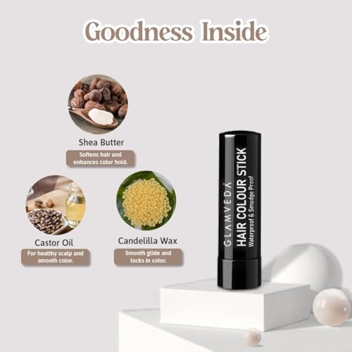 Image of Glamveda Hair Touch-Up | Instant Hair Colour Stick | Natural Hairline, Root Touch Up Helps Cover Grey Root | Highly Pigmented, Fuller & Denser Look | Long-Lasting Matte Finish Pack of 1