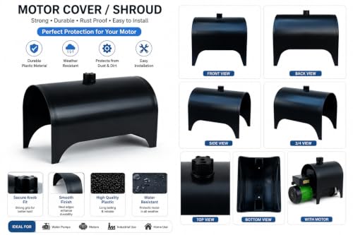 Image of Heavy duty Pump & Motor plastic cover /guard (Small) for Ground water, well & pools protection. Size: Small Length: 9 inch for 0.5hp motor