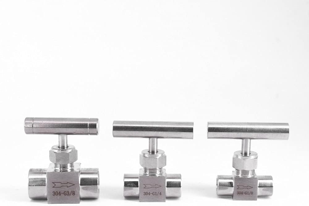1/8" 1/4" 3/8" 1/2" BSP NPT Female Male Needle Valve Crane 304 Stainless Flow Control Water Gas Oil One-Shape Handle (Size : 1/2", Color : FEMALE TO FEMALE_BSP)