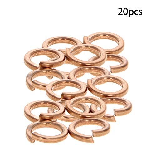 MroMax M8 Spring Washer, 20pcs Copper Split Lock Washers, 0.31" Inner Diameter Sealing Ring Washers for Electrical Connectionsc - Image 2