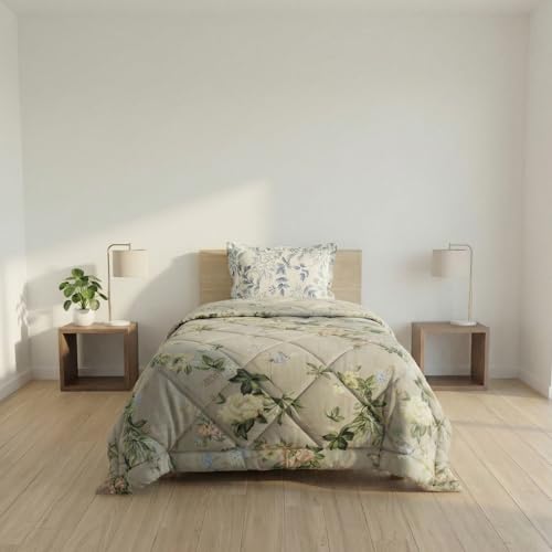 Image of Mafatlal Tulip Premium 120 GSM Quilted Comforter for Single Bed | Best Comforter for Hot Weather, All Season Use & Personal Throw | 60 x 90 Inch | Toasted Beige