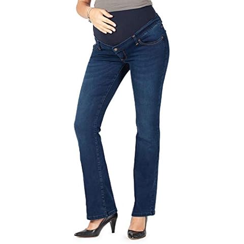 MAMAJEANS Torino - Denim Or Black Boot Cut Maternity Pants - Made in Italy (UK 12 - M, Dark Blue) Cover