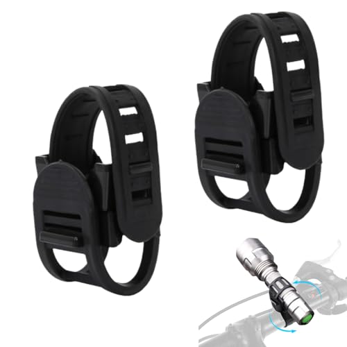 2Pcs Bike Light Mount, Universal Adjustable 360 Degree Rotation Bicycle Headlight Holder Bicycle Mounting Bracket Flashlight Holder Rack Torch Clip for Cycling, Riding