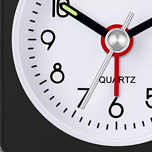 Image of Travel Analog Alarm Clock, 2.25 inch, Ultra Small Clock with Snooze and Light Function, Super Silent Non Ticking, Battery Operated, Easy Setting