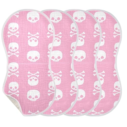 Skull Bone Rose Baby Burp Cloths Cotton Washcloths Absorbent Soft Burping Rags for Baby Boy Girls Muslin Burp Cloths 1 Pack3