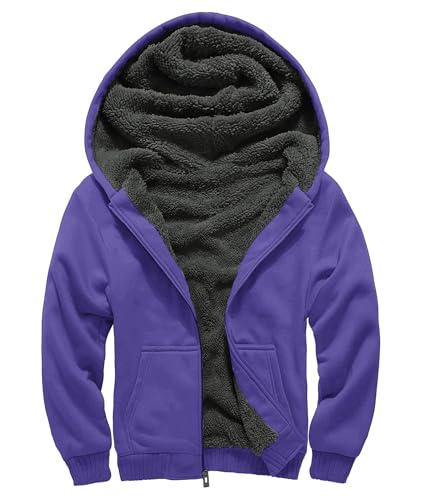 GEEK LIGHTING Boys Sherpa Lined Hoodie Kids Fleece Sweatshirt Full Zip Hooded Jacket