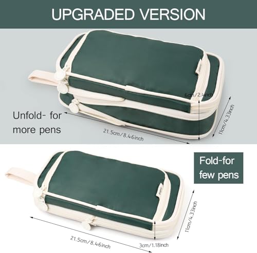 Image of Zqiue Big Capacity Pencil Cases 4 Compartment Pencil Pouch Aesthetic Large for Girls Women, Portable Pencil case with Handle, Stationery Organizer Pen Bag with Zipper for College School Office