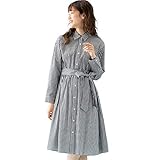 ANGELIEBE エンジェリーベ マタニティ 授乳しやすい コットン 先染め ギンガム ／ ストライプ ワンピース 産前産後 授乳服 長袖 レディース L ブラックギンガム 29111170