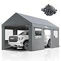 Acepic Carport 10x20ft Heavy Duty Carport Features Roll-up Windows & Doors, Portable Garage with UV Resistant Waterproof All-Season Tarp for Car, Truck, Boat