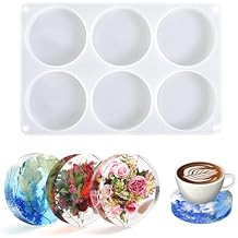 KISREL Round Resin Molds, Large 6 Cavity Coaster Silicone Molds, Deep Coaster Molds for Epoxy Resin, Epoxy Resin Molds for Epoxy Resin Crafts, Coasters, DIY Crafts