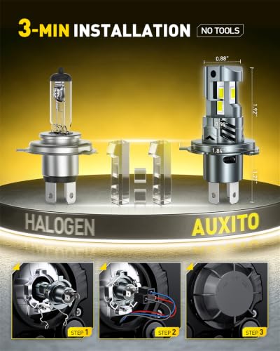 Image of AUXITO H4 /HB2 /9003 LED Light Bulbs 96,000LM 6500K White, Plug and Play,2PCS