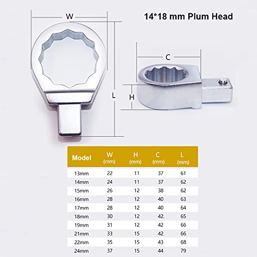 Tête de clé dynamométrique 14x18 outil interchangeable 24mm acier chrome vanadium - 3