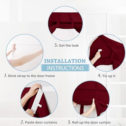 RYB HOME Classroom Door Window Cover, Blackout Shades for Classroom Windows and Doors Cover Lockdown Shades, Room Darkening Design Blocks Views, W 8 x L 36, 1 Panel, Burgundy Red