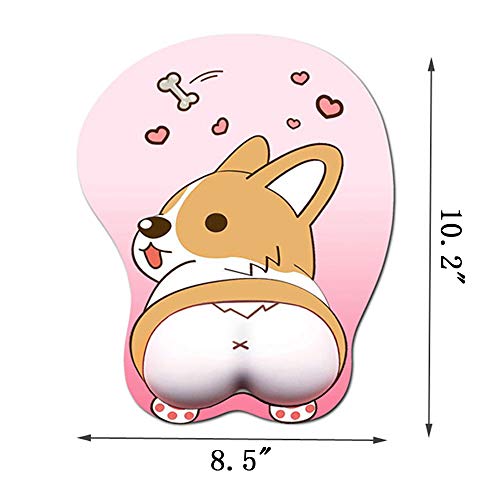 Tidoopu Mouse Pad With Wrist Support Gel Ergonomic 3D Mouse Pad Anime Corgi Dog Mousepad Gaming Mouse Mat For Pc Laptops (Pink) #TOP1