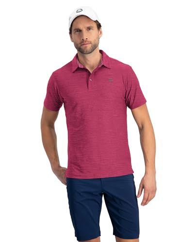 Image of Three Sixty Six Golf Shirts for Men - Dry Fit Short-Sleeve Polo, Athletic Casual Collared T-Shirt, Magenta, 3X-Large