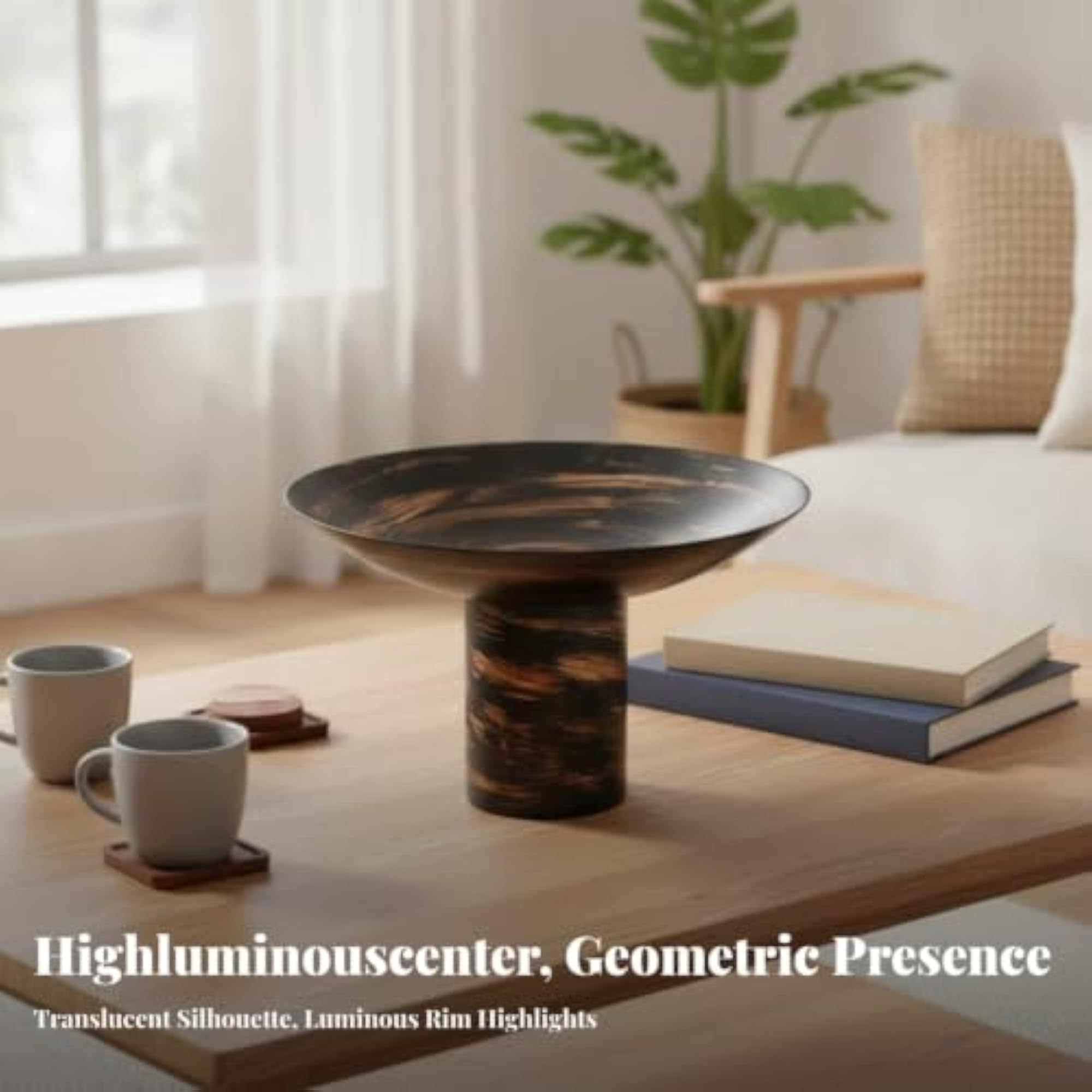 Elevated Pedestal Tray, Round Decorative Tray for Coffee Table