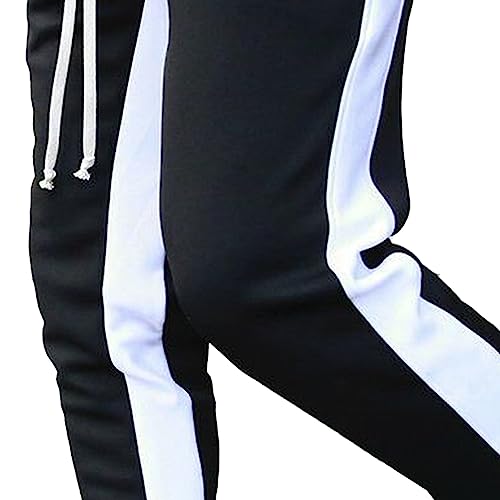 Maiyifu-GJ Men's Contrasting Color Pants with Zipper Pocket Middle Waist Drawstring Sweatpants Elastic Quick-Drying Slacks4