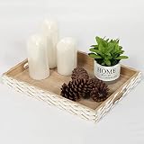 Dugunusu Farmhouse Wood Decorative Tray, Rustic Serving Tray, Tray for Ottoman, Coffee Table, Kitchen Counter, Crafts, Display (Rectangle 02)