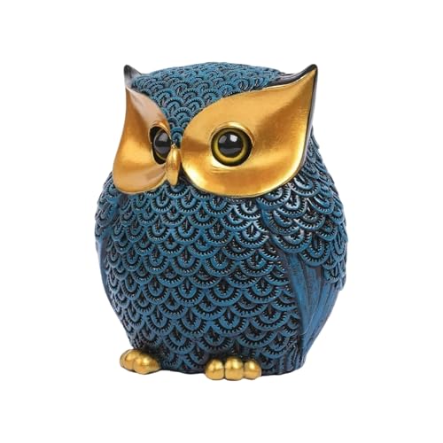 Ksikdeg Figurine de chouette fabriquée à la main avec le mauvais œil - Statue de petit animal pour décoration d'étagère - Cadeau de pendaison de crémaillère -...