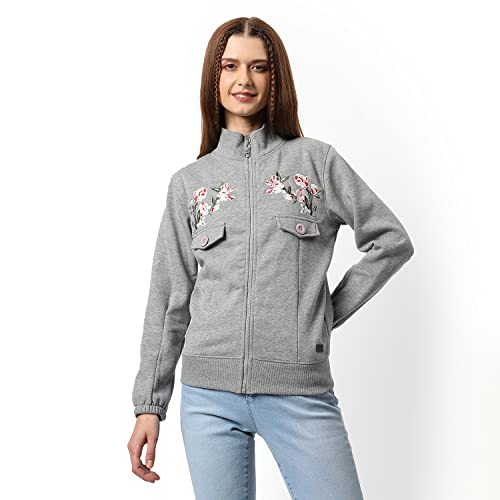 Image of PINACOLADA Women's Colorblock Sweatshirt with Ribbed Hem for Casual Wear | Low-High Neck | Long Sleeve | Button Closure | Cotton Sweatshirt Crafted with Comfort Fit for Everyday Wear