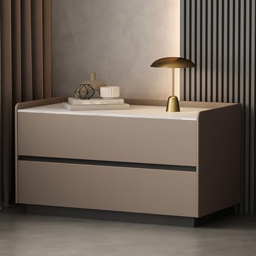 Scumlovy Mesita de Noche con cajones, mesita de Noche de Madera, mesita de Noche, 2 cajones, Dormitorio, mesitas de Noche para dormitorios, Ideal para Sala de Estar, Dormitorio y Cocina (Color: Café