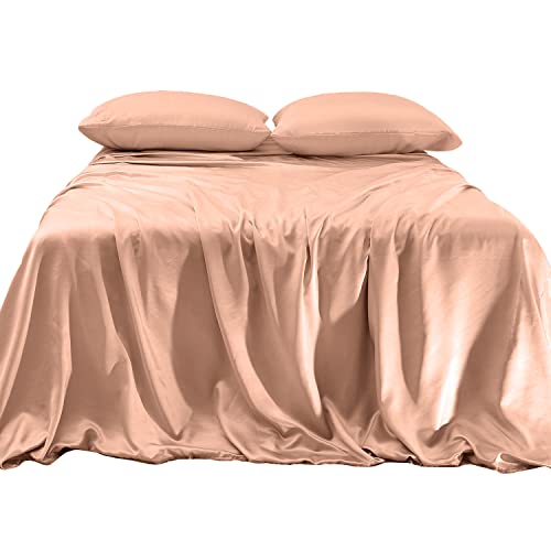 Elegant Comfort Lujoso Juego de sábanas de satén Sedoso de 4 Piezas, Agradable a la Piel y al Cabello, Resistente a Las Arrugas, la decoloración y Las Manchas, con Bolsillos Profundos, sábana Bajera