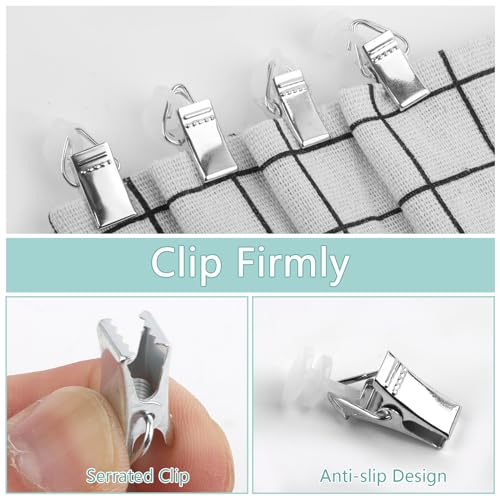 Vorhang Clips,60 Stück Vorhang Klammern，Gardinenklammern,Gardinenröllchen Vorhangklammern, Metall Gardinengleiter für Gardinenschiene, Duschvorhänge, Türvorhänge(Vorhang Clips A)