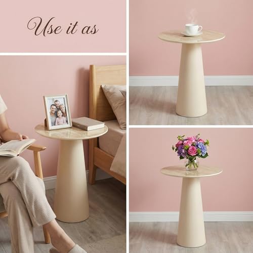 Image of Wakefit Marble Finish Side Table | End Table for Living Room & Bedroom | Ceramic Round Top with Metal Frame Corner Table | Contemproary Style | Modern Space Saving Decor | Multipurpose Nightstand