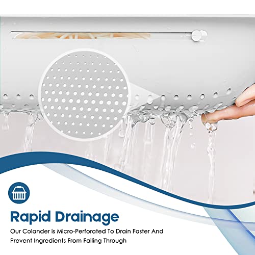 Collapsible Colander Kitchen Extendable Strainer Fruits Vegetables Noodle Pasta Food Drain Basket Space-Saver Portable Drainer Over Sink (White) #TOP1