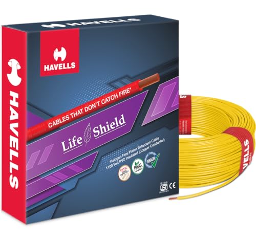 Image of Havells Lifeshield Cable WHFFZNYA16X0 6 sq mm Wire (Yellow)