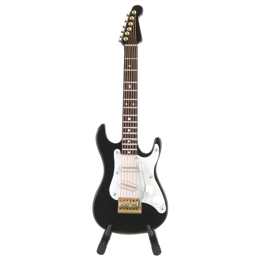 Mini modello di chitarra, chitarra elettrica in miniatura in legno con supporto ornamento per strumento musicale replica chitarra da tavolo per la casa