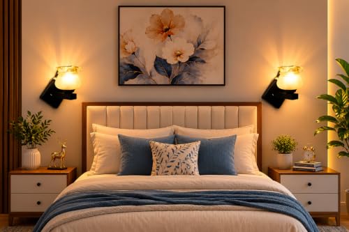 Image of Home Decor Wall Lights Glass Lamp Shade with Premium Finish & E27 Bulb Holder for Living Room, Bedroom, Balcony, Kitchen, Cafes | Decorative Night Lamps Fixtures | Elegant Wall Hanging Lights