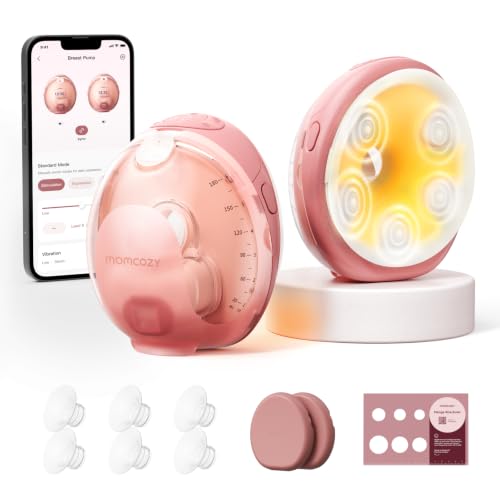 Image of Momcozy Wellness 1 Wearable Breast Pump, Warm-Massage Hands-Free Pump with Heated Flange&Simulated Massage for Comfortable Breastfeeding&Let-Down, App-Controlled, 4 Modes 12 Levels, 180ml/6oz