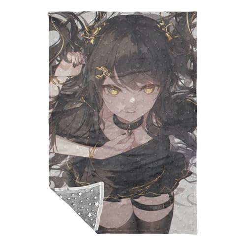Manta de anime negro y dorado para sofá de salón 3