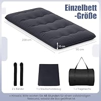 GIANTEX Japanische Futon Matratze 90x200 cm, Bodenmatratze 10cm Dicke, Tatami Matte Futonmatratze Faltbar & Tragbar, Klappmatratze Faltmatratze für Tatami, Rollmatratze mit Abnehmbarer Bezug – Ansicht 3