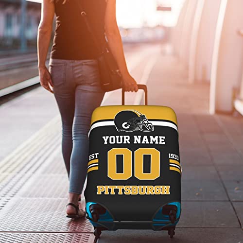 Custom Pittsburgh Luggage Cover, Personalized Suitcase Cover, Customized Design Your Name and Number Washable Elastic Travel Suitcase Protector for Business Vacation For 18-32 Inch Luggage 7