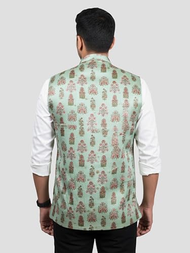 Image of VASTRAMAY Men's Silk Blend Nehru Jacket | Festive Ethnic Attire for Wedding, Party & Ramzan | Traditional Outfit - Eid Special