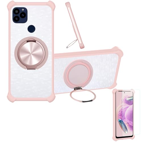 jioeuinly Case Compatible for Techpad X10 Pay Joy Edition Phone Case Cover [with 1* Tempered Glass Screen Protector] Hybrid Case[360°Ring Support, Magnetic] CX-03-FEN