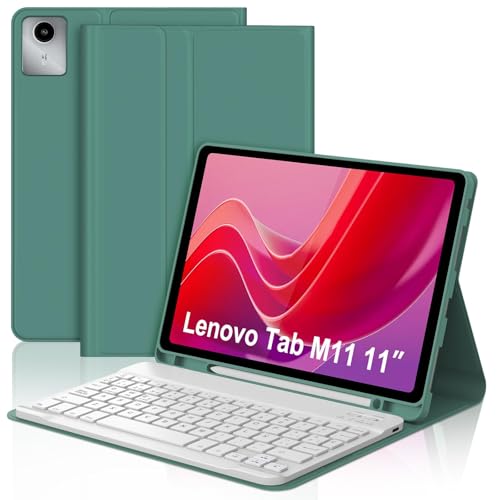 Keyboard Case for Lenovo Tab M11 / K11 LTE 11 Inch 2024, Magnetic Detachable Wireless Bluetooth Keyboard Cover, Folio PU Leather Case with Pencil Holder Auto Wake/Sleep, Multi-Angle Kickstand