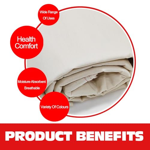 Image of 100% Ivory Cotton Fabric for Sewing by 1 Yard, 59 inchWidth Quilting Fabric Medium Weight 5.8 oz, Muslin Fabric by The Yard, Embroidery Cloth