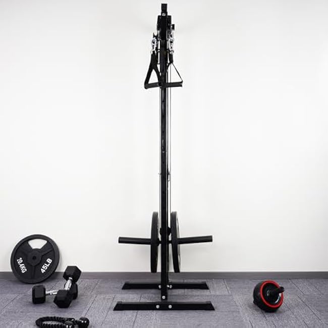 Wall Mount Cable Station with Adjustable Dual Pulley System Pull Down Fitness Station