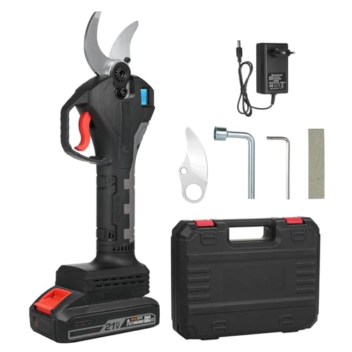Podadoras eléctricas HUIOP Tijeras de podar eléctricas inalámbricas Poda eléctrica con pilas Podadora de ramas de árbol con motor sin escoba Batería de litio 21 V Diámetro de corte de 30 mm a 40 mm