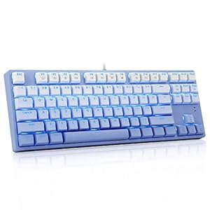 HUO JI E-YOOSO Mechanical Gaming Keyboard with Gradient Blue PBT Keycaps Red Switches LED Backlit Wired 87 Key Tenkeyness for Windows PC