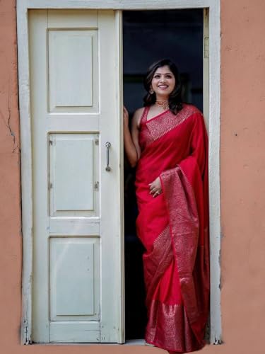 Image of Yashika Women Banarasi Kanjivaram Silk Saree Set with Blouse |saree for Women | Saree | New Sari