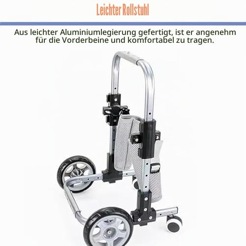 Hunde-Rollstuhl für behinderte Haustiere, volle Unterstützung der Vorderbeine, Mobilitätshilfe, Gehwagen mit verstellbarem Rahmen, für kleine bis mittelgroße Hunde