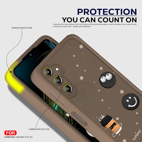 Image of AESTMO Back Case Cover for Samsung Galaxy A14 5G Cover | Cute Fun Cartoon 3D Ball | Coffee Silicone Case | Full Body Protection | Camera Protection Back Cover for Samsung Galaxy A14 5G (Brown)