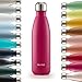 Edelstahl Trinkflasche  günstig Kaufen-Blumtal® Trinkflasche Edelstahl Charles - Thermosflasche 500 ml - BPA-freie Thermo Trinkflasche kalt&warm - auslaufsichere Trinkflasche Metall - Thermos Trinkflasche - Flasche Metall - Berry - Pink