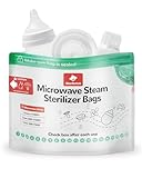 dearlomum Microwave Steam Sterilizer Bag for Baby Bottles 8 Count (20 Uses Per Bag), Reusable Travel Sterilization Pouches, Disinfection Container for Baby Pacifiers and Breast Pump Accessories